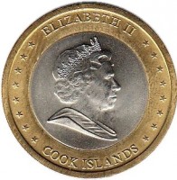 Cook Islands coin 1 Dollar - Elizabeth II - 4'th Portrait (2010) obverse obverse of 1 Dollar - Elizabeth II - 4'th Portrait (2010) coin with KM# 762 from Cook Islands. Inscription: ELIZABETH II COOK ISLANDS