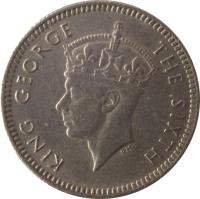 obverse of 5 Cents - George VI (1948 - 1950) coin with KM# 7 from Malaya. Inscription: KING GEORGE THE SIXTH