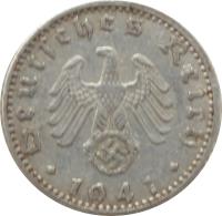 Germany coin 50 Reichspfennig (1939 - 1944) obverse obverse of 50 Reichspfennig (1939 - 1944) coin with KM# 96 from Germany. Inscription: Deutsches Reich 1941
