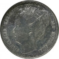 Curaçao coin 1/4 Gulden - Wilhelmina (1900) obverse obverse of 1/4 Gulden - Wilhelmina (1900) coin with KM# 35 from Curaçao. Inscription: WILHELMINA KONINGIN DER NEDERLANDEN