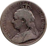 obverse of 9 Piastres - Victoria (1901) coin with KM# 6 from Cyprus. Inscription: VICTORIA · DEI · GRA · BRITT · REG · FID · DEF · IND · IMP ·