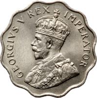 obverse of 1 Piastre - George V (1934) coin with KM# 21 from Cyprus. Inscription: GEORGIVS V REX IMPERATOR