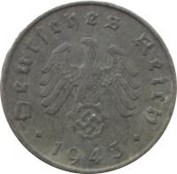 obverse of 10 Reichspfennig (1940 - 1945) coin with KM# 101 from Germany. Inscription: Deutsches Reich 1942