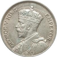 Fiji coin 1 Shilling - George V (1934 - 1936) obverse obverse of 1 Shilling - George V (1934 - 1936) coin with KM# 4 from Fiji. Inscription: GEORGE V KING EMPEROR