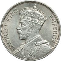 obverse of 1 Florin - George V (1934 - 1936) coin with KM# 5 from Fiji. Inscription: GEORGE V KING EMPEROR
