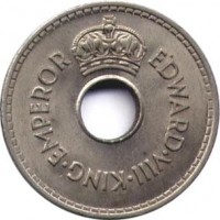 obverse of 1 Penny - Edward VIII (1936) coin with KM# 6 from Fiji. Inscription: EDWARD.VIII.KING.EMPEROR