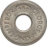 obverse of 1/2 Penny - George V (1934) coin with KM# 1 from Fiji. Inscription: GEORGE · V · KING · EMPEROR