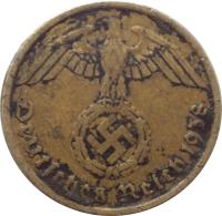 obverse of 10 Reichspfennig (1936 - 1939) coin with KM# 92 from Germany. Inscription: Deutsches Reich 1939