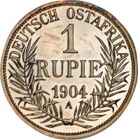 reverse of 1 Rupie - Wilhelm II (1904 - 1914) coin with KM# 10 from German East Africa.