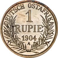 German East Africa coin 1 Rupie - Wilhelm II (1904 - 1914) reverse reverse of 1 Rupie - Wilhelm II (1904 - 1914) coin with KM# 10 from German East Africa.