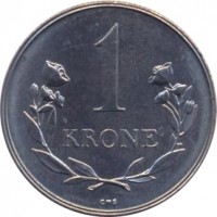 reverse of 1 Krone - Frederik IX (1960 - 1964) coin with KM# 10a from Greenland. Inscription: 1 KRONE