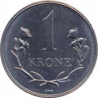 Greenland coin 1 Krone - Frederik IX (1960 - 1964) reverse reverse of 1 Krone - Frederik IX (1960 - 1964) coin with KM# 10a from Greenland. Inscription: 1 KRONE