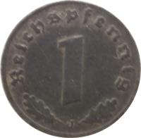 reverse of 1 Reichspfennig (1940 - 1945) coin with KM# 97 from Germany. Inscription: Reichspfennig 1 D