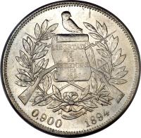 Guatemala coin 1 Peso (1894 - 1897) obverse obverse of 1 Peso (1894 - 1897) coin with KM# 210 from Guatemala.