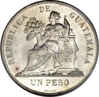 Guatemala coin 1 Peso (1894 - 1897) reverse reverse of 1 Peso (1894 - 1897) coin with KM# 210 from Guatemala.