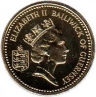 Guernsey coin 1 Pound - Elizabeth II - 3'rd Portrait (1985 - 1997) obverse obverse of 1 Pound - Elizabeth II - 3'rd Portrait (1985 - 1997) coin with KM# 46 from Guernsey. Inscription: ELIZABETH II BAILIWICK OF GUERNSEY