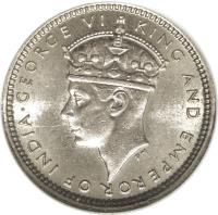 obverse of 5 Cents - George VI (1938 - 1941) coin with KM# 22 from Hong Kong. Inscription: · GEORGE VI KING AND EMPEROR OF INDIA