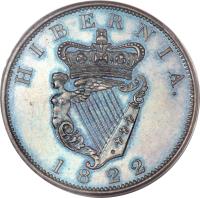 reverse of 1 Penny - George IV (1822 - 1823) coin with SP# 6623 from Ireland. Inscription: HIBERNIA. 1822