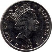 Isle of Man coin 10 Pence - Elizabeth II - 3'rd Portrait (1985 - 1987) obverse obverse of 10 Pence - Elizabeth II - 3'rd Portrait (1985 - 1987) coin with KM# 146 from Isle of Man. Inscription: ISLE OF MAN ELIZABETH II 1985