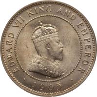 Jamaica coin 1/2 Penny - Edward VII (1904 - 1910) obverse obverse of 1/2 Penny - Edward VII (1904 - 1910) coin with KM# 22 from Jamaica. Inscription: EDWARD VII KING AND EMPEROR · 1907 ·