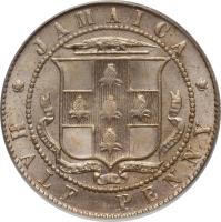 reverse of 1/2 Penny - Edward VII (1904 - 1910) coin with KM# 22 from Jamaica. Inscription: JAMAICA HALF PENNY