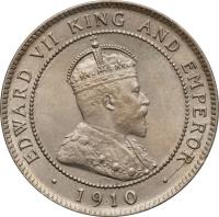 obverse of 1 Penny - Edward VII (1904 - 1910) coin with KM# 23 from Jamaica. Inscription: EDWARD VII KING AND EMPEROR · 1910 ·