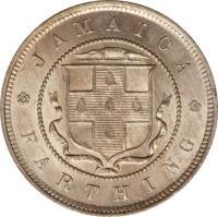 Jamaica coin 1 Farthing - Victoria (1880 - 1900) reverse reverse of 1 Farthing - Victoria (1880 - 1900) coin with KM# 15 from Jamaica. Inscription: JAMAICA FARTHING