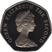Jersey coin 50 Pence - Elizabeth II - 2'nd Portrait (1981) obverse obverse of 50 Pence - Elizabeth II - 2'nd Portrait (1981) coin with KM# 50 from Jersey. Inscription: QUEEN ELIZABETH THE SECOND