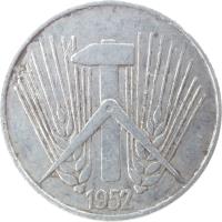 Germany coin 5 Pfennig (1952 - 1953) obverse obverse of 5 Pfennig (1952 - 1953) coin with KM# 6 from Germany. Inscription: 1952