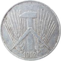 obverse of 5 Pfennig (1952 - 1953) coin with KM# 6 from Germany. Inscription: 1952