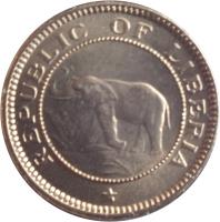 obverse of 1/2 Cent (1941) coin with KM# 10a from Liberia. Inscription: REPUBLIC OF LIBERIA *