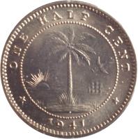 Liberia coin 1/2 Cent (1941) reverse reverse of 1/2 Cent (1941) coin with KM# 10a from Liberia. Inscription: ONE HALF CENT * 1941 *