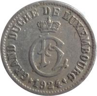 Luxembourg coin 5 Centimes - Charlotte (1924) obverse obverse of 5 Centimes - Charlotte (1924) coin with KM# 33 from Luxembourg. Inscription: GRAND DUCHE DE LUXEMBOURG · 1924 ·