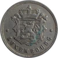 obverse of 25 Centimes - Charlotte (1927) coin with KM# 37 from Luxembourg. Inscription: * LUXEMBOURG *