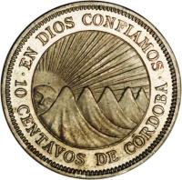 reverse of 10 Centavos de Córdoba (1912 - 1936) coin with KM# 13 from Nicaragua.