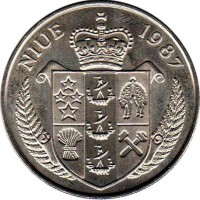 Niue coin 5 Dollars - Elizabeth II - Boris Becker (1987) obverse obverse of 5 Dollars - Elizabeth II - Boris Becker (1987) coin with KM# 1 from Niue. Inscription: NIUE 1987