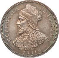 Panama coin 10 Centésimos (1904) reverse reverse of 10 Centésimos (1904) coin with KM# 3 from Panama. Inscription: REPUBLICA DE PANAMA 1904