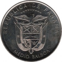 obverse of 1/2 Balboa - Old Panama: Royal Houses (2012) coin with KM# 143 from Panama. Inscription: REPUBLICA DE PANAMA MEDIO BALBOA
