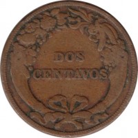 Peru coin 2 Centavos (1919) reverse reverse of 2 Centavos (1919) coin with KM# A212 from Peru. Inscription: DOS CENTAVOS