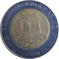 San Marino coin 500 Lire - Social Conquests (1982) obverse obverse of 500 Lire - Social Conquests (1982) coin with KM# 140 from San Marino. Inscription: REPUBBLICA DI SAN MARINO