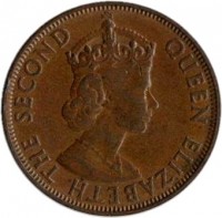 Seychelles coin 5 Cents - Elizabeth II (1964 - 1971) obverse obverse of 5 Cents - Elizabeth II (1964 - 1971) coin with KM# 16 from Seychelles. Inscription: QUEEN ELIZABETH THE SECOND