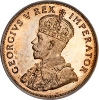 obverse of 2 Shillings - George V (1931 - 1936) coin with KM# 22 from South Africa. Inscription: GEORGIVS V REX IMPERATOR