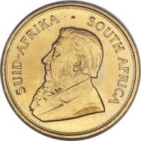 obverse of 1 Krugerrand (1967 - 2015) coin with KM# 73 from South Africa. Inscription: SUID-AFRIKA * SOUTH AFRICA