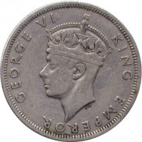 obverse of 1/2 Crown - George VI (1947) coin with KM# 15b from Southern Rhodesia. Inscription: GEORGE VI KING EMPEROR