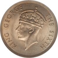 obverse of 2 Shillings - George VI (1948 - 1952) coin with KM# 23 from Southern Rhodesia. Inscription: KING GEORGE THE SIXTH
