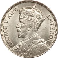 obverse of 1 Shilling - George V (1932 - 1936) coin with KM# 3 from Southern Rhodesia. Inscription: GEORGE V KING EMPEROR