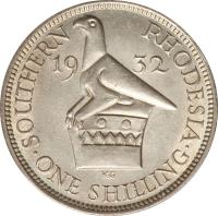 Southern Rhodesia coin 1 Shilling - George V (1932 - 1936) reverse reverse of 1 Shilling - George V (1932 - 1936) coin with KM# 3 from Southern Rhodesia. Inscription: SOUTHERN RHODESIA 19 34 · ONE SHILLING ·