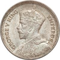 obverse of 3 Pence - George V (1932 - 1936) coin with KM# 1 from Southern Rhodesia. Inscription: GEORGE V KING EMPEROR