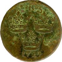 Sweden coin 1 Öre Kopparmynt - Fredrik I (1720 - 1750) obverse obverse of 1 Öre Kopparmynt - Fredrik I (1720 - 1750) coin with KM# 383 from Sweden. Inscription: F R S 1724