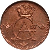 Sweden coin 1/12 Skilling - Gustaf IV Adolf (1802 - 1808) obverse obverse of 1/12 Skilling - Gustaf IV Adolf (1802 - 1808) coin with KM# 563 from Sweden.